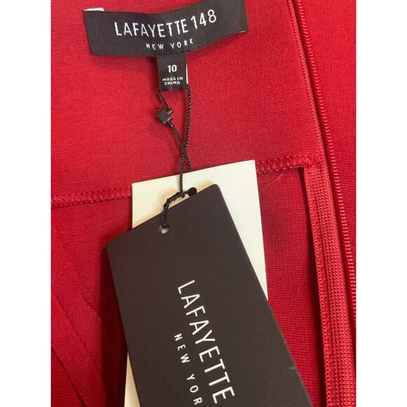 Lafayette 148 New York Ruby Red Short Sleeve Sheath Dress, Size 10, NWT! $498 - Picture 7 of 7